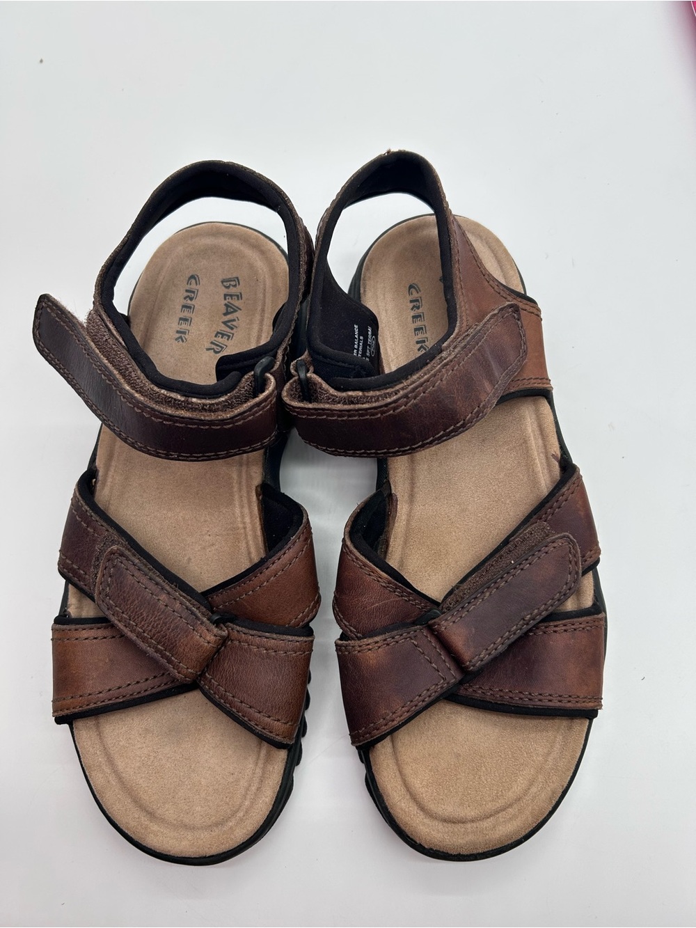 Beaver Creek Brown Leather Adjustable Strap Sandals Size 12